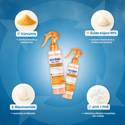 Sovana Peel Shot - Exfoliante corporal en spray de cúrcuma